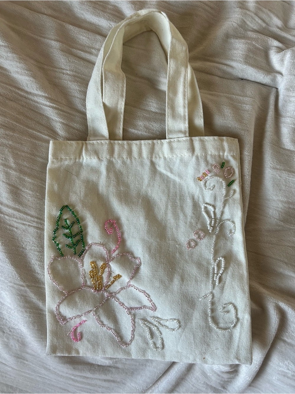 Hand Beaded Floral Mini Tote